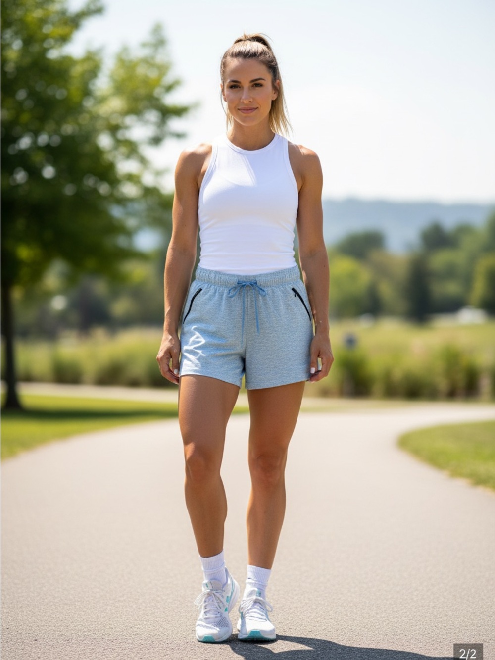 Light Blue Women's Performance Drawstring Shorts